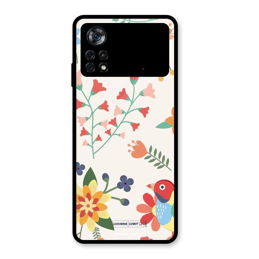 Spring Flowers Glass Back Case for Poco X4 Pro 5G