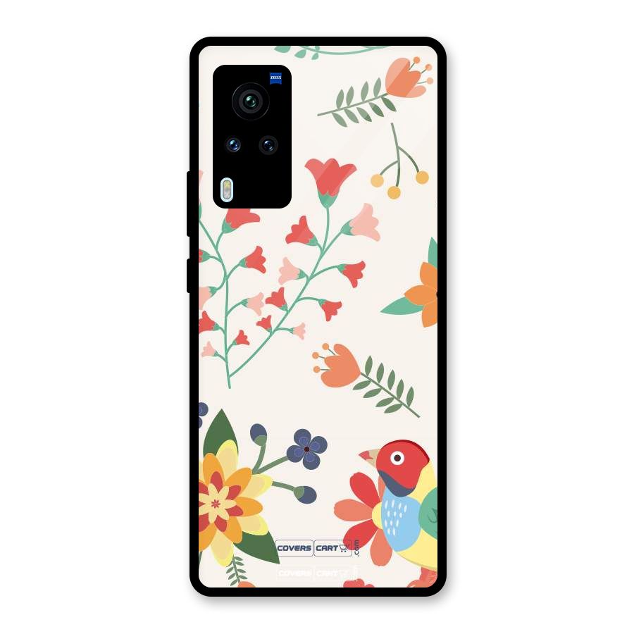 Spring Flowers Glass Back Case for Vivo X60 Pro