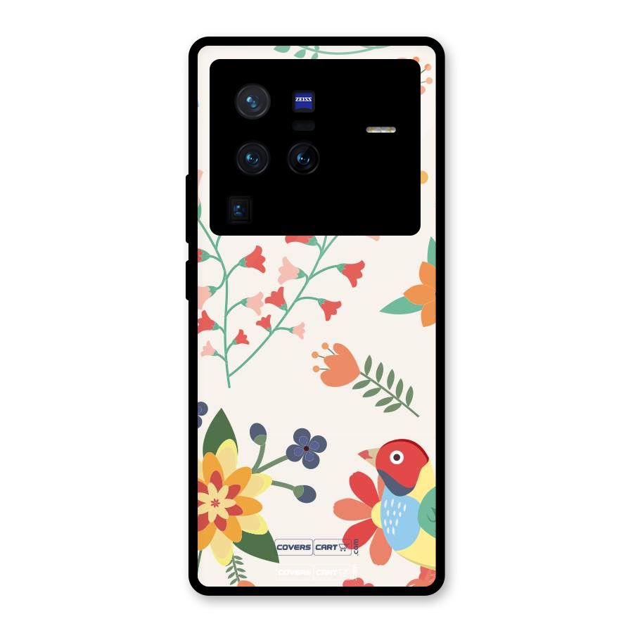 Spring Flowers Glass Back Case for Vivo X80 Pro