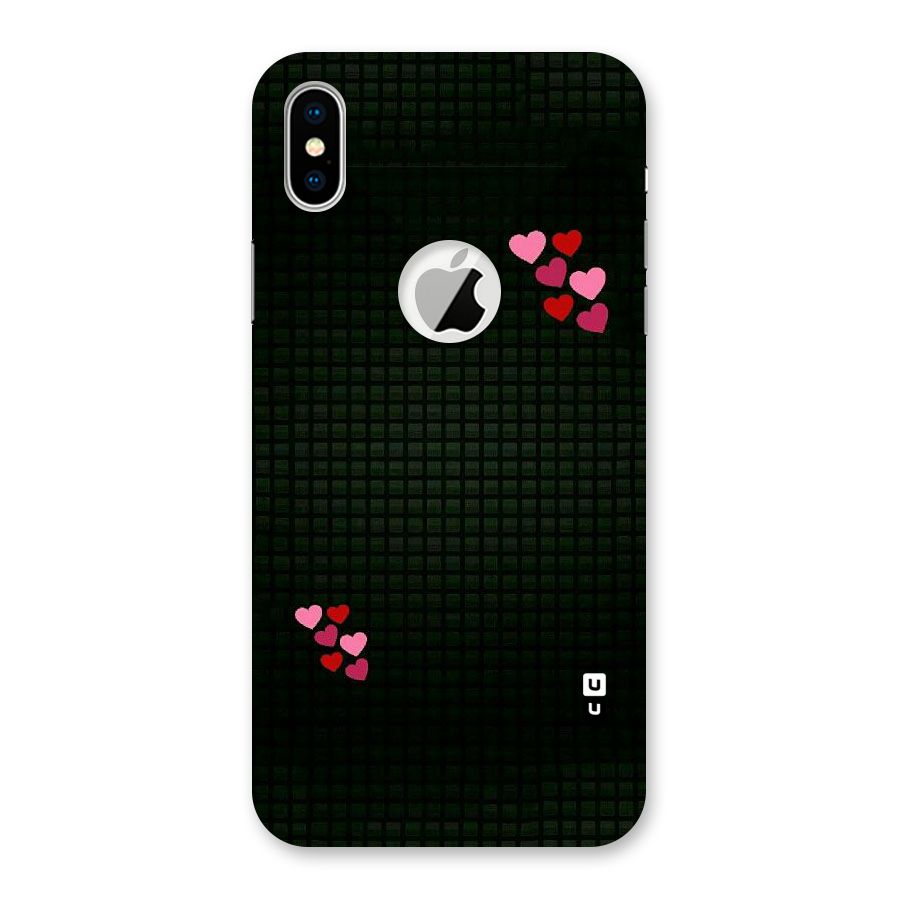 Square and Hearts Back Case for iPhone XS Logo Cut