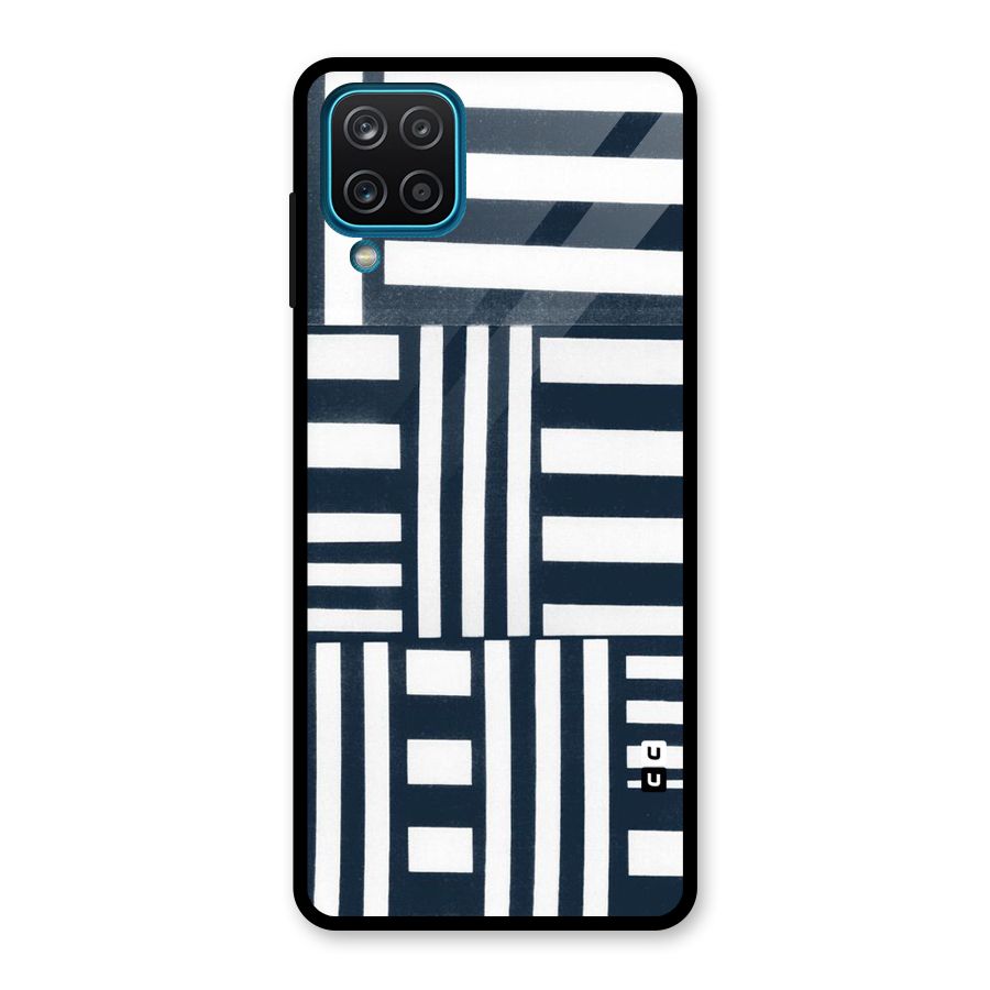 Square  Stripes Glass Back Case for Galaxy A12