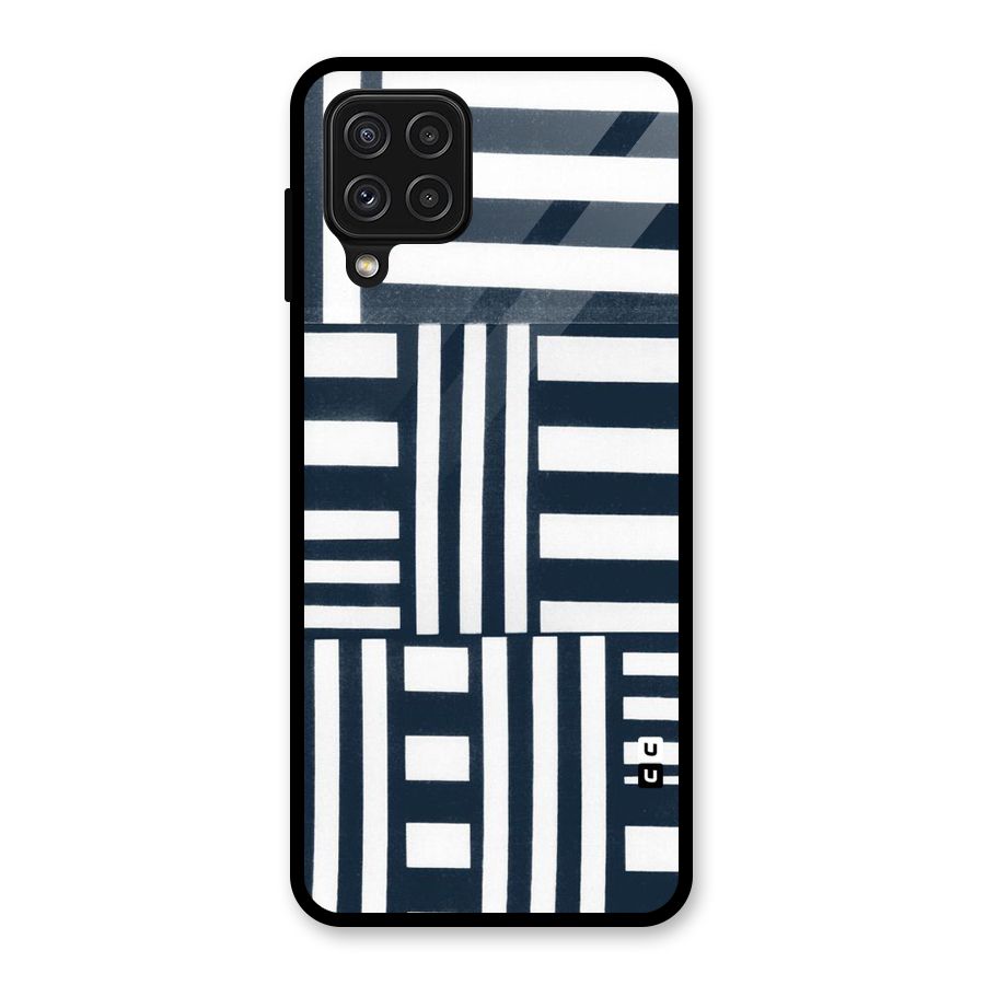 Square  Stripes Glass Back Case for Galaxy A22 4G