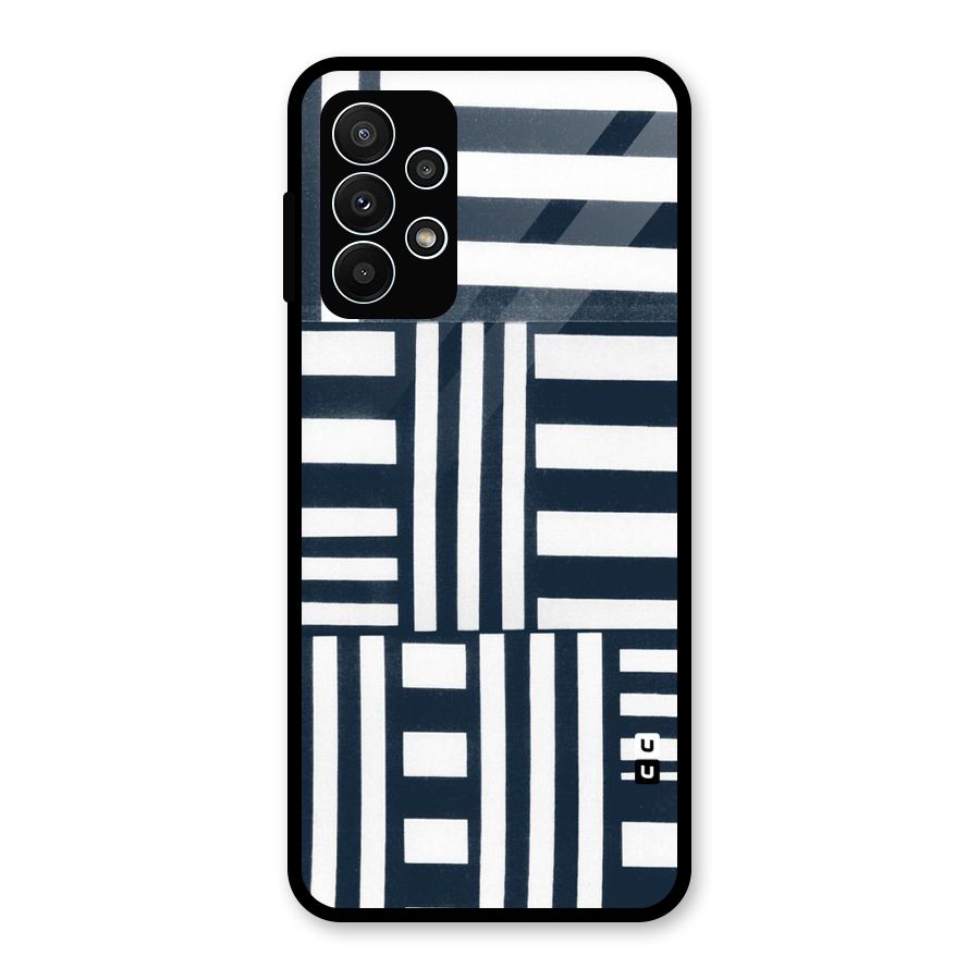 Square  Stripes Glass Back Case for Galaxy A23