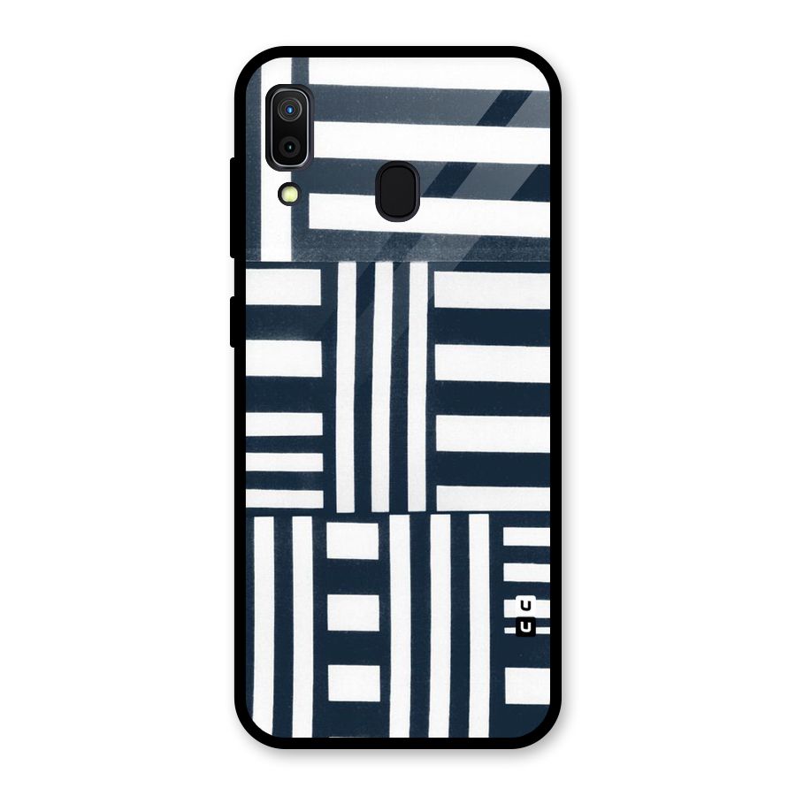Square  Stripes Glass Back Case for Galaxy A30