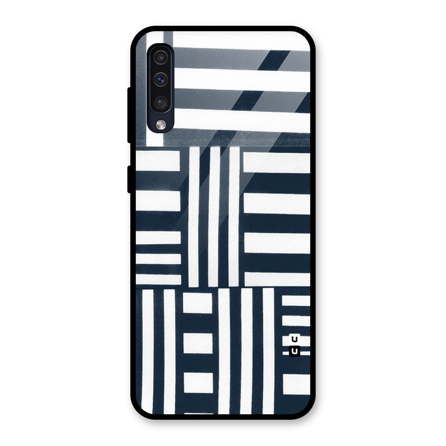 Square  Stripes Glass Back Case for Galaxy A30s