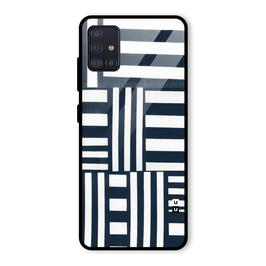 Square  Stripes Glass Back Case for Galaxy A51