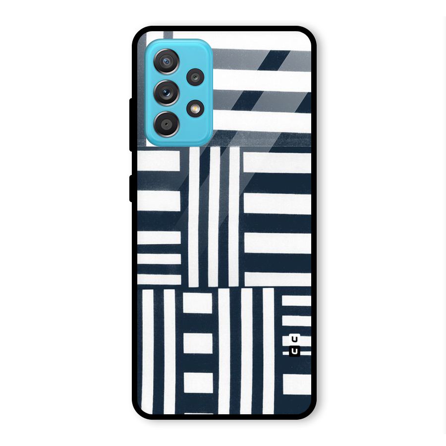 Square  Stripes Glass Back Case for Galaxy A52