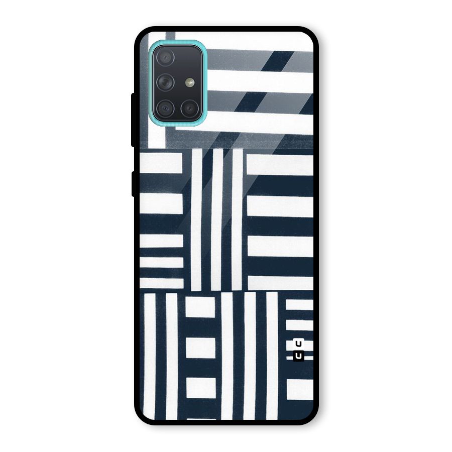 Square  Stripes Glass Back Case for Galaxy A71