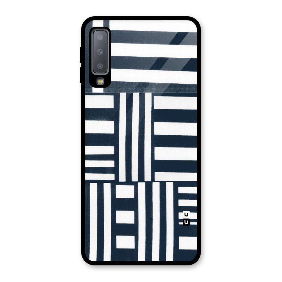 Square  Stripes Glass Back Case for Galaxy A7 (2018)