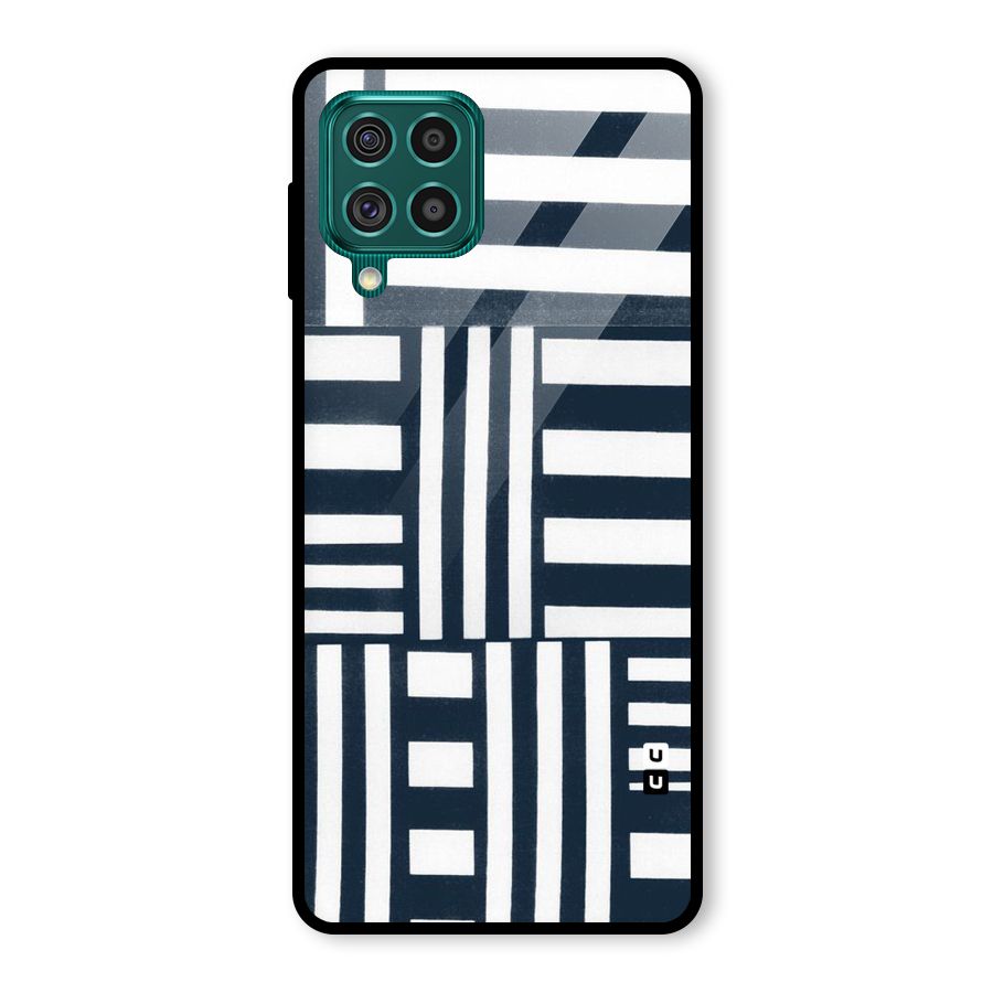 Square  Stripes Glass Back Case for Galaxy F62