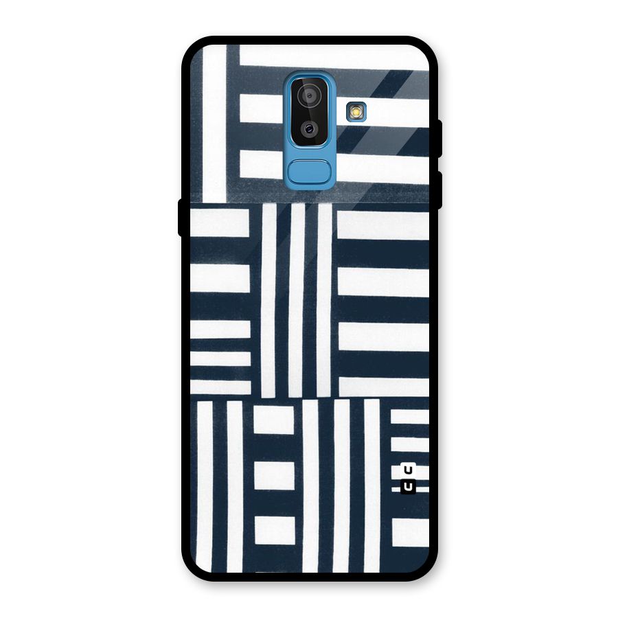 Square  Stripes Glass Back Case for Galaxy J8