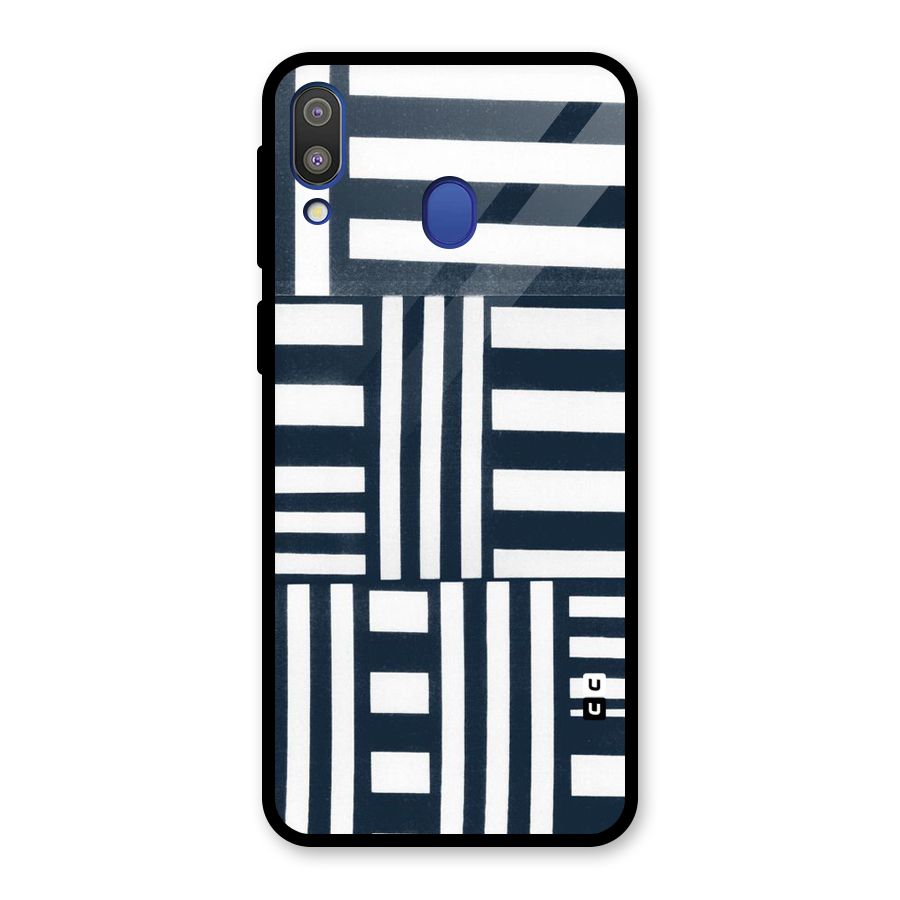 Square  Stripes Glass Back Case for Galaxy M20