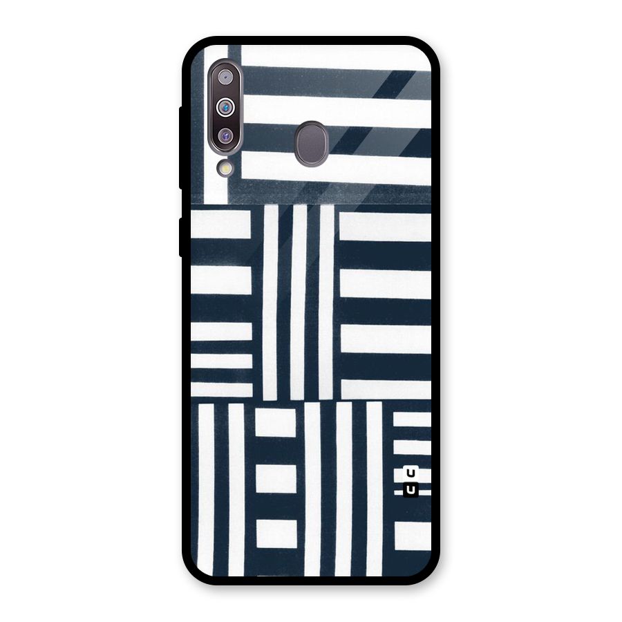 Square  Stripes Glass Back Case for Galaxy M30