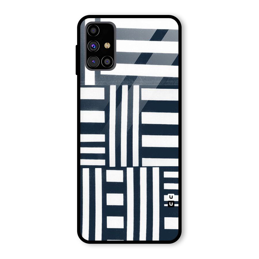 Square  Stripes Glass Back Case for Galaxy M31s