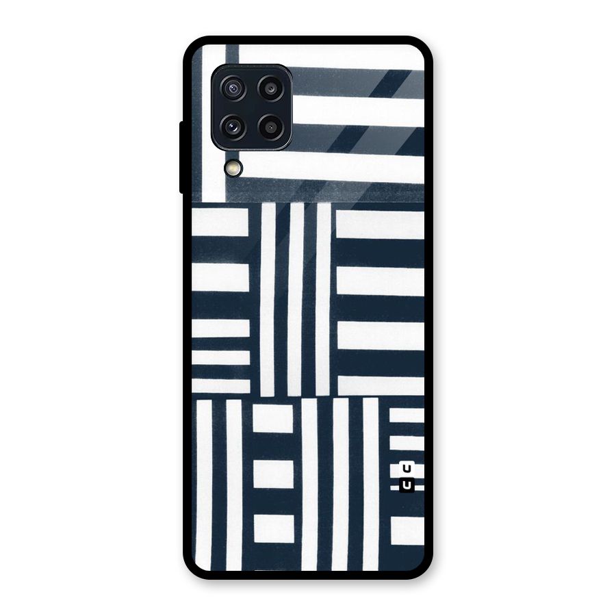 Square  Stripes Glass Back Case for Galaxy M32