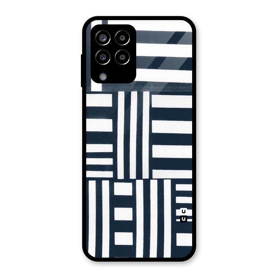 Square  Stripes Glass Back Case for Galaxy M33