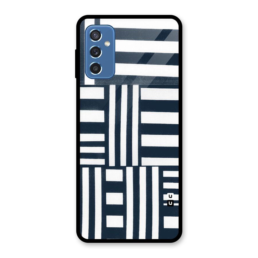 Square  Stripes Glass Back Case for Galaxy M52 5G