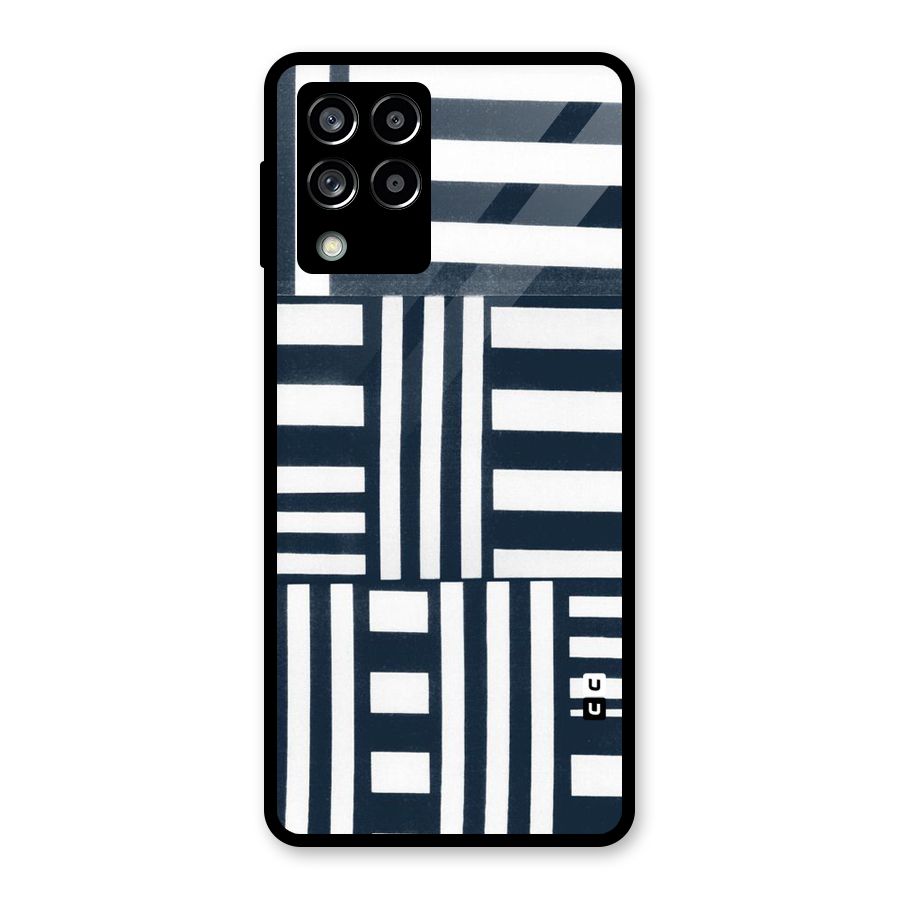 Square  Stripes Glass Back Case for Galaxy M53 5G