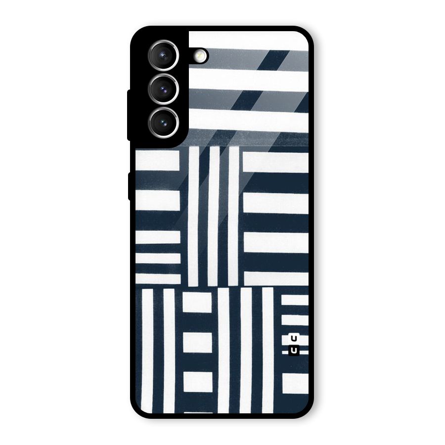 Square  Stripes Glass Back Case for Galaxy S21 5G