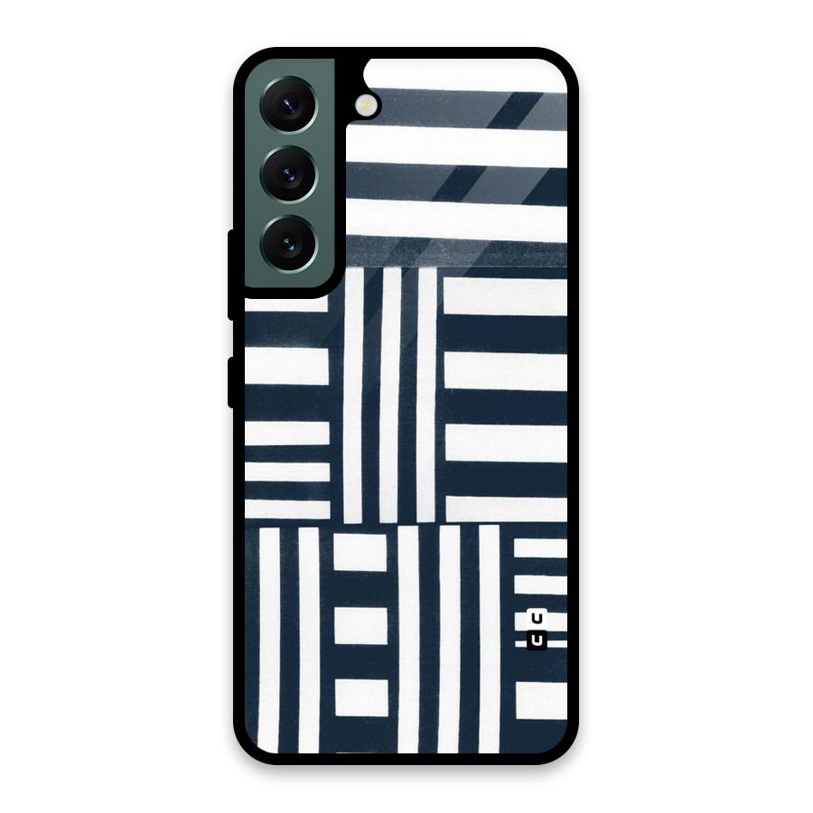 Square  Stripes Glass Back Case for Galaxy S22 5G
