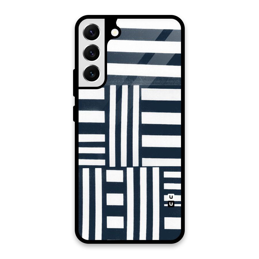 Square  Stripes Glass Back Case for Galaxy S22 Plus 5G