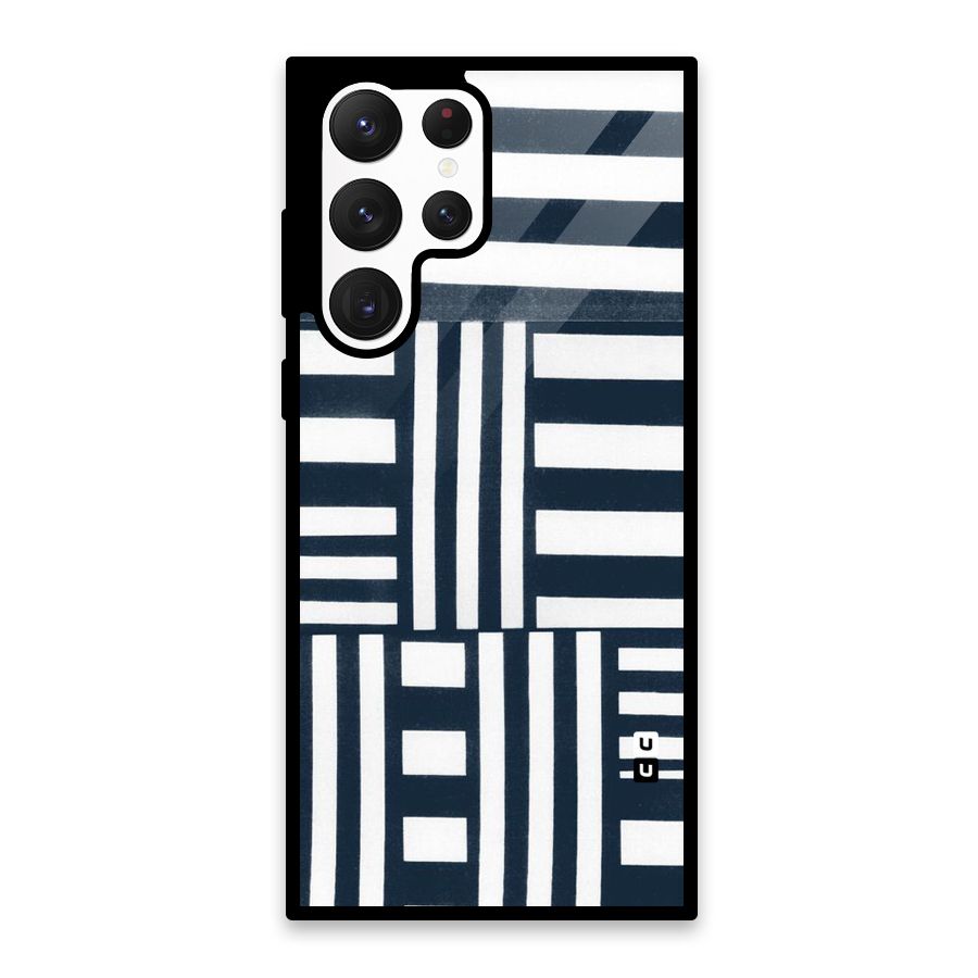Square  Stripes Glass Back Case for Galaxy S22 Ultra 5G