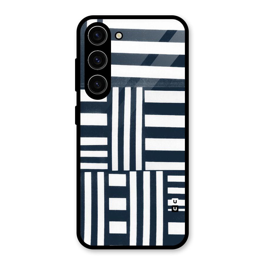 Square  Stripes Glass Back Case for Galaxy S23