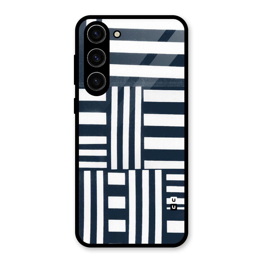 Square  Stripes Glass Back Case for Galaxy S23 Plus