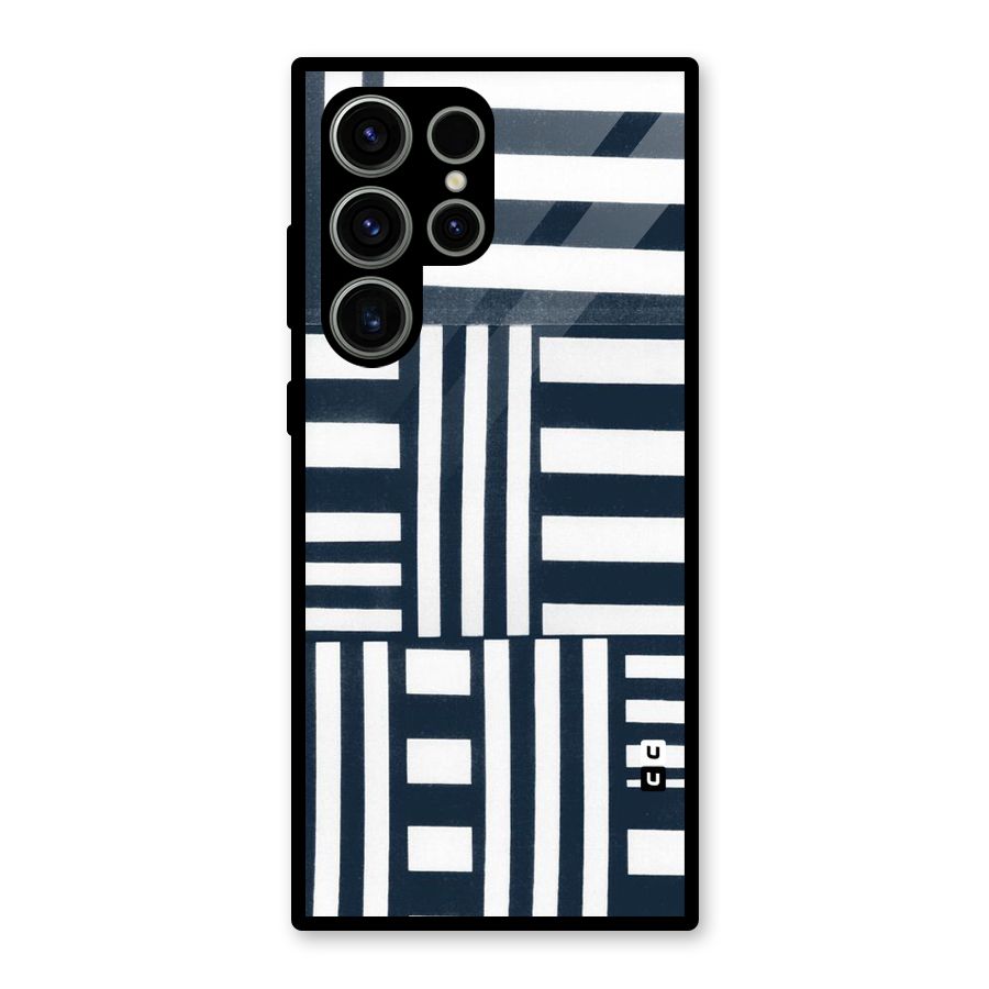 Square  Stripes Glass Back Case for Galaxy S23 Ultra