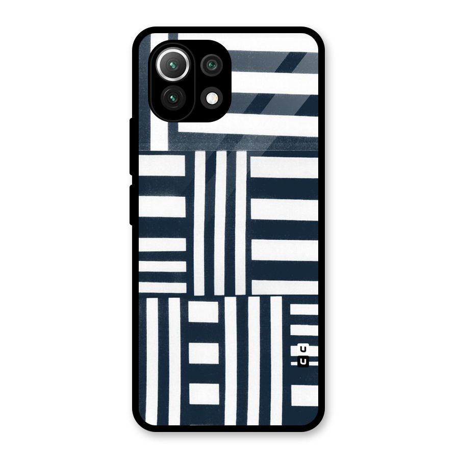 Square  Stripes Glass Back Case for Mi 11 Lite NE 5G