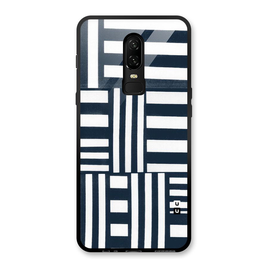 Square  Stripes Glass Back Case for OnePlus 6
