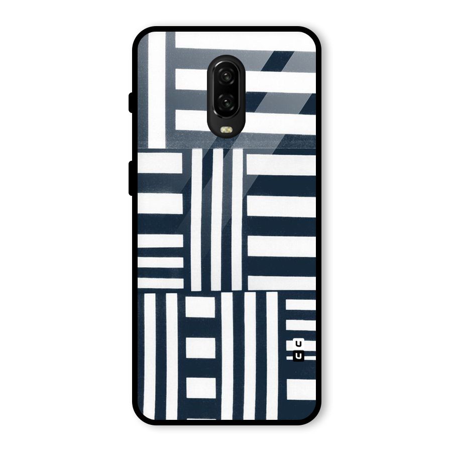 Square  Stripes Glass Back Case for OnePlus 6T