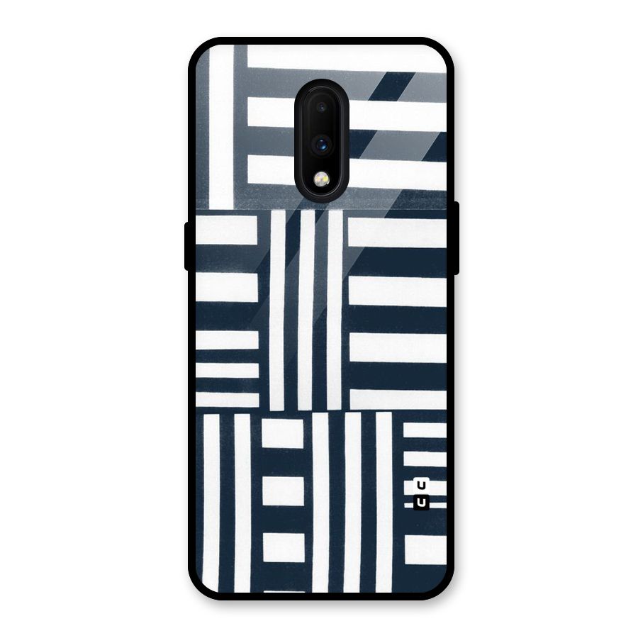 Square  Stripes Glass Back Case for OnePlus 7