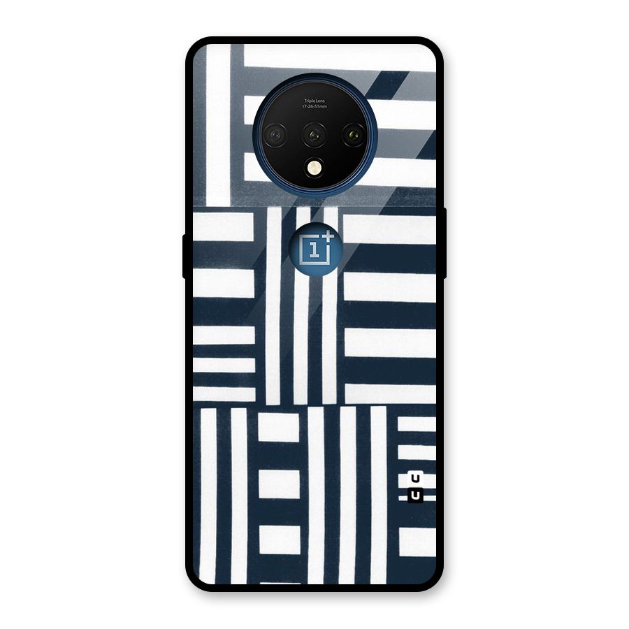 Square  Stripes Glass Back Case for OnePlus 7T
