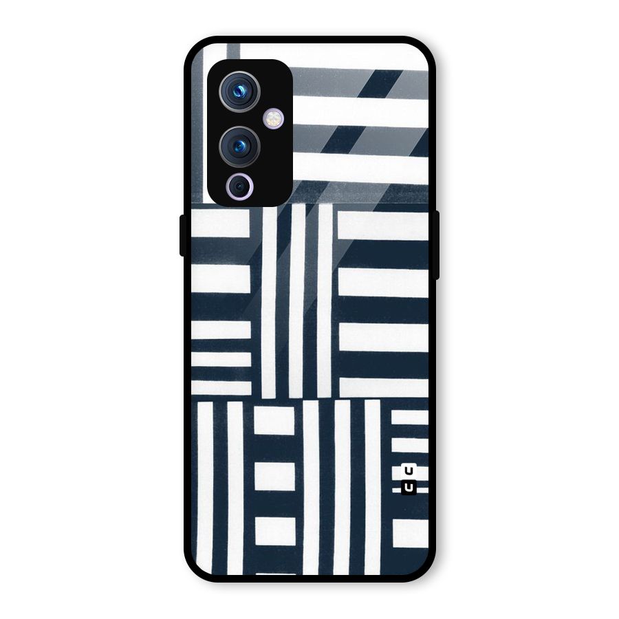 Square  Stripes Glass Back Case for OnePlus 9