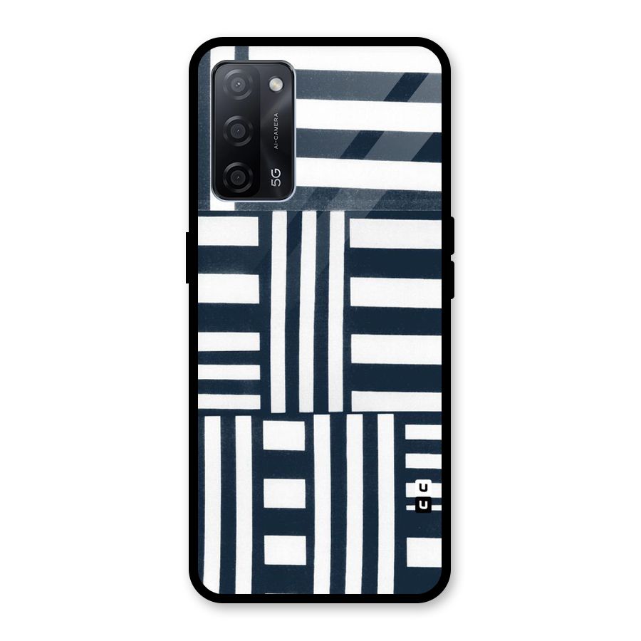 Square  Stripes Glass Back Case for Oppo A53s 5G