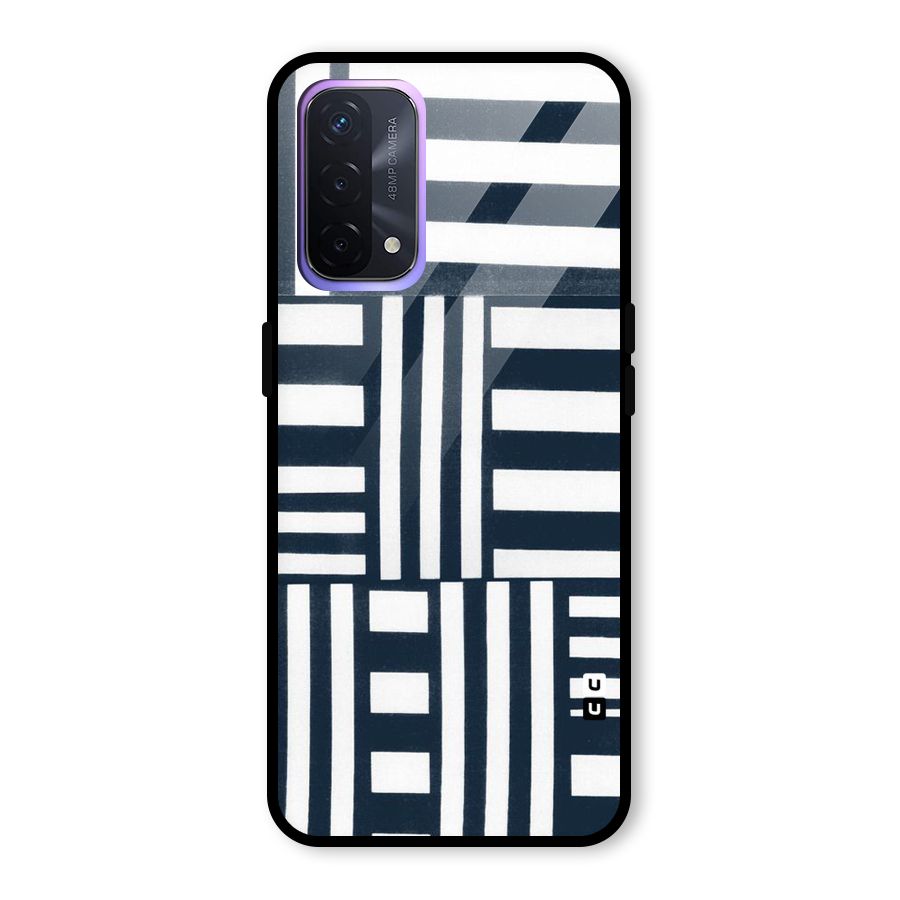Square  Stripes Glass Back Case for Oppo A74 5G