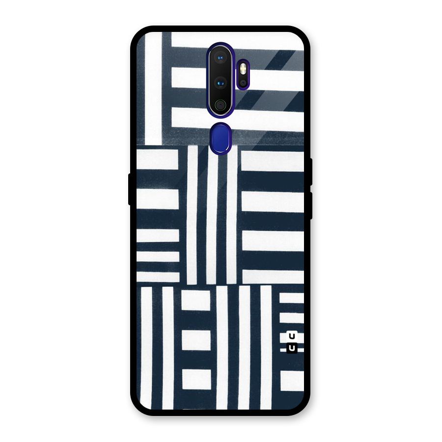 Square  Stripes Glass Back Case for Oppo A9 (2020)