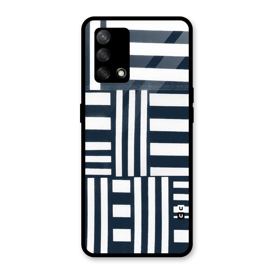 Square  Stripes Glass Back Case for Oppo F19