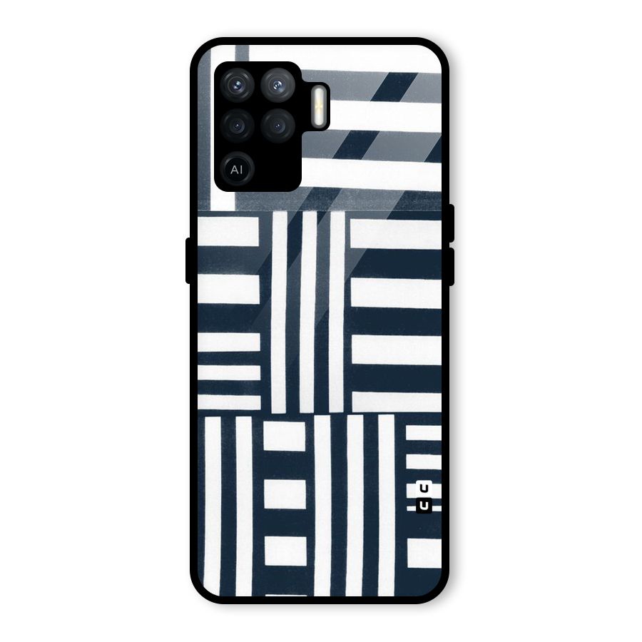 Square  Stripes Glass Back Case for Oppo F19 Pro