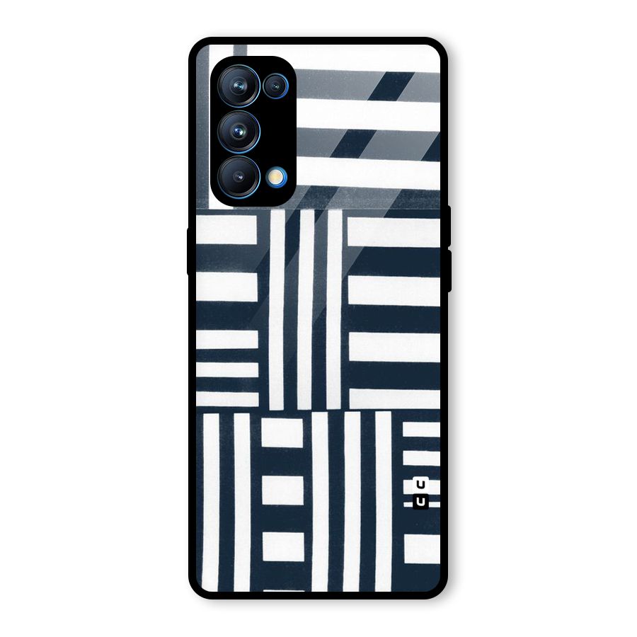 Square  Stripes Glass Back Case for Oppo Reno5 Pro 5G