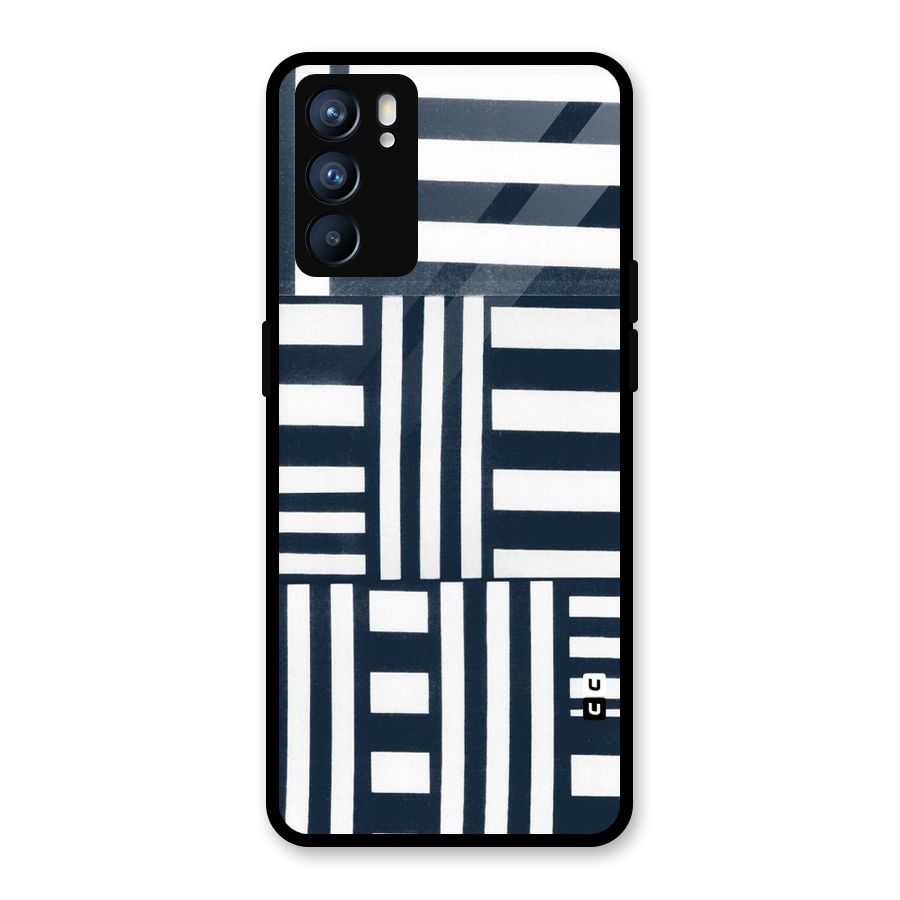 Square  Stripes Glass Back Case for Oppo Reno6 5G
