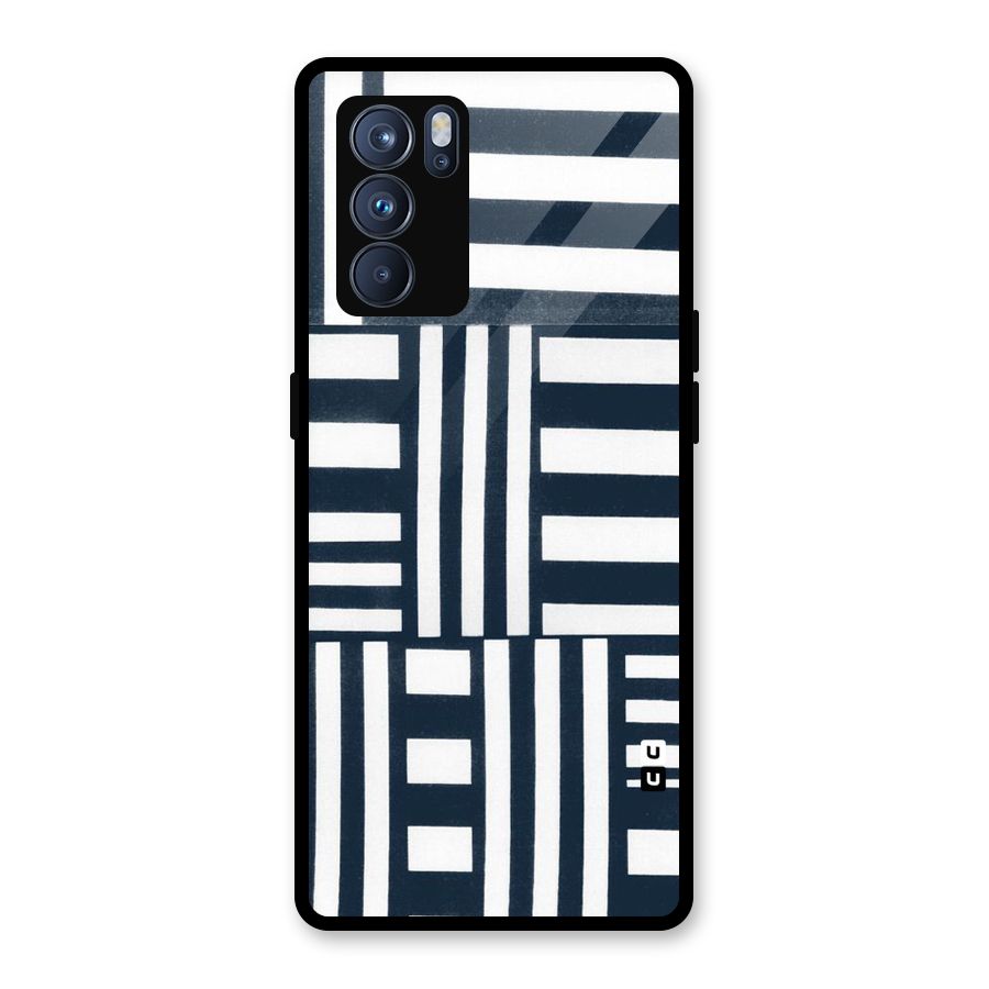 Square  Stripes Glass Back Case for Oppo Reno6 Pro 5G