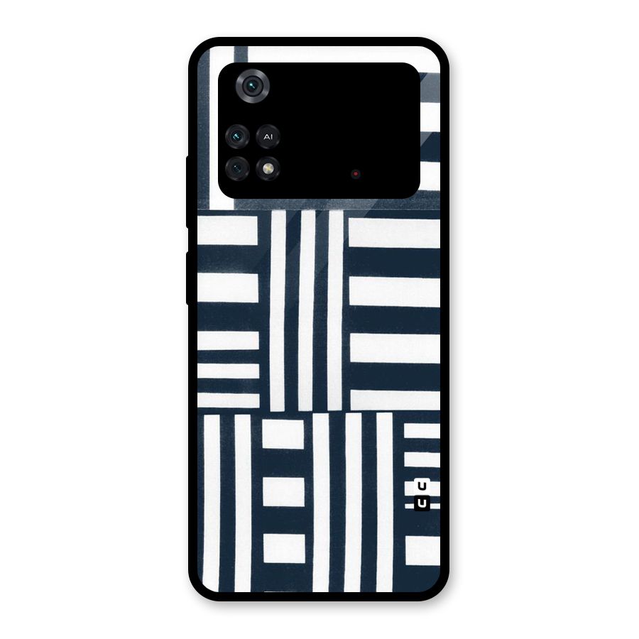 Square  Stripes Glass Back Case for Poco M4 Pro 4G
