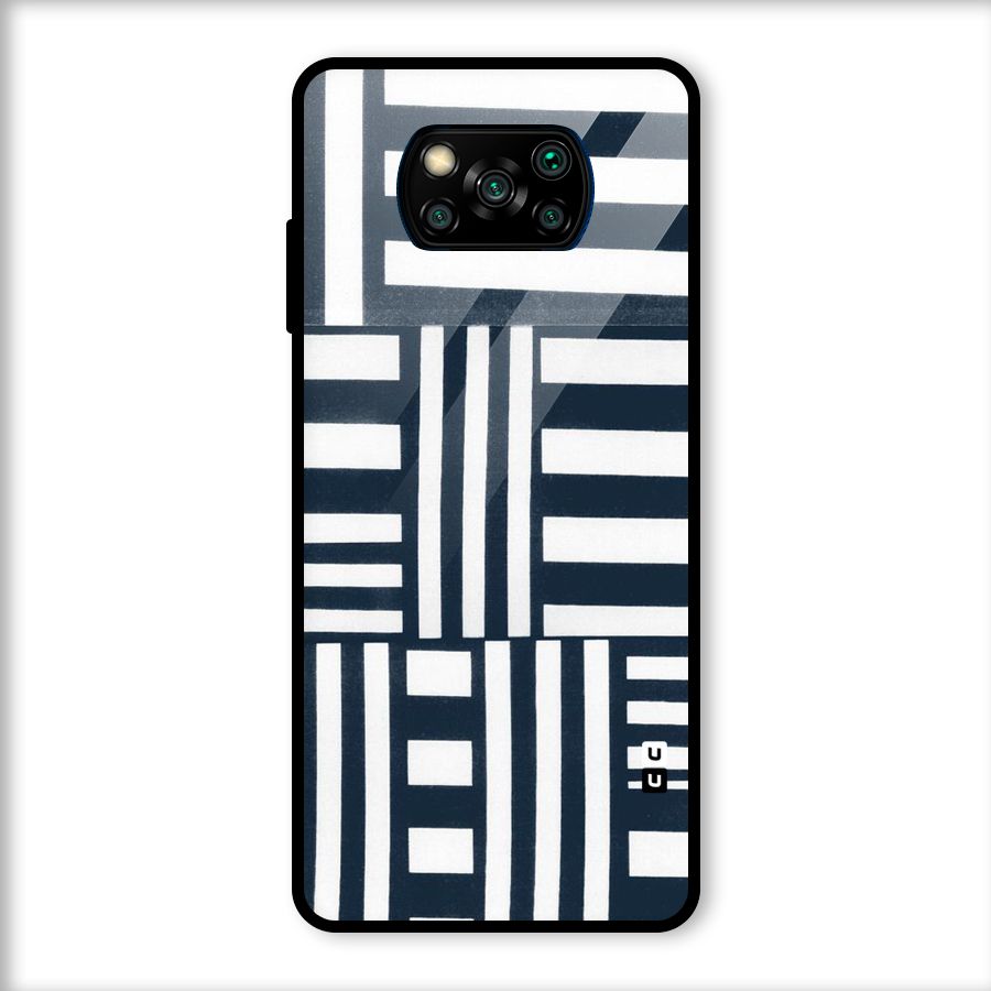 Square  Stripes Glass Back Case for Poco X3