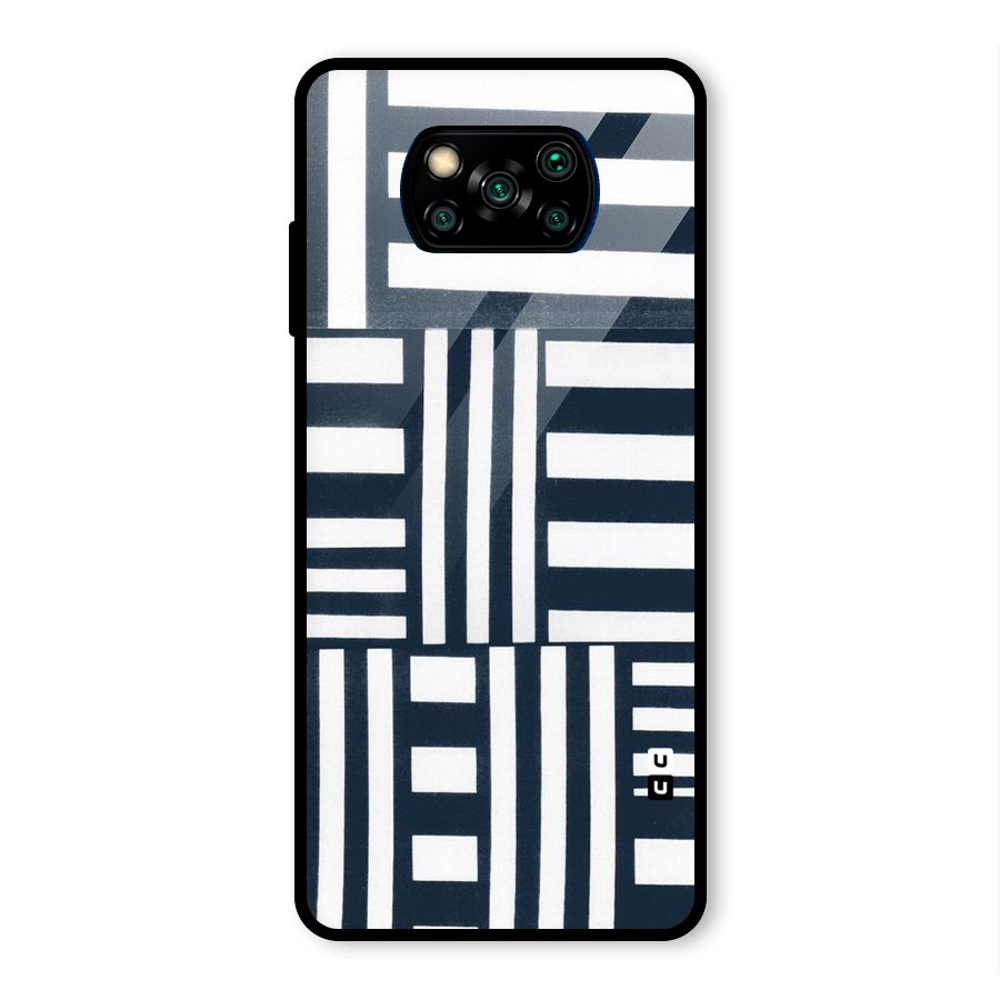 Square  Stripes Glass Back Case for Poco X3 Pro