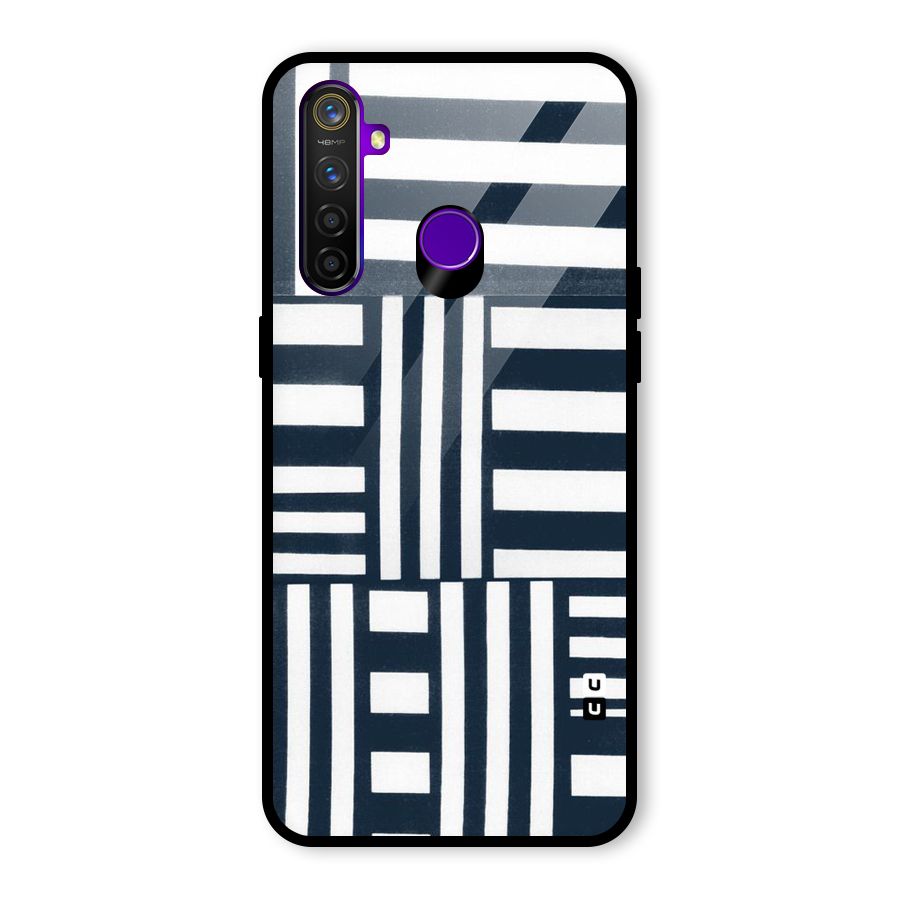 Square  Stripes Glass Back Case for Realme 5 Pro