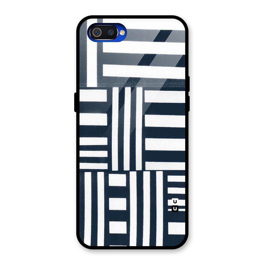 Square  Stripes Glass Back Case for Realme C2