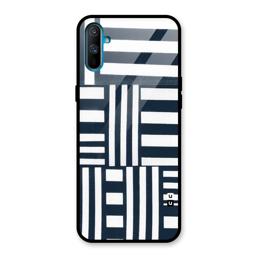 Square  Stripes Glass Back Case for Realme C3