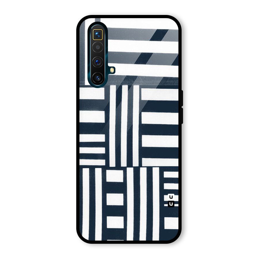 Square  Stripes Glass Back Case for Realme X3
